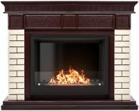 Каминокомплект биокамин Firelight BFP/P-2520, портал Bricks 25 камень бежевый, шпон темный дуб