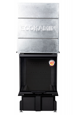 Каминная топка Экокамин ДЕЛЬТА 700PB три стекла подовое горение принтинг черный шамот