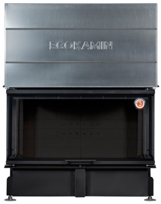 Каминная топка Экокамин ДЕЛЬТА 1200РB три стекла принтинг подовое горение черный шамот