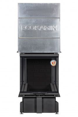 Каминная топка Экокамин ДЕЛЬТА 900PВ три стекла принтинг черный шамот подовая