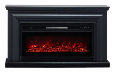 Портал для электрокамина ELEKAM Vakanda (МДФ) под очаги Pulsar 38, Pulsar 40, Vision 42, эмаль графит грей RAL 7024 (черный подиум и шторки)