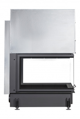 Каминная топка Экокамин ДЕЛЬТА 900PВ три стекла принтинг черный шамот подовая