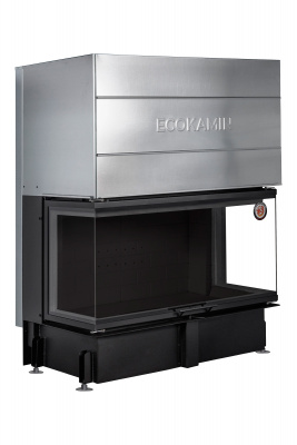 Каминная топка Экокамин Дельта 1200B три стекла принтинг черный шамот