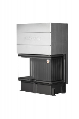 Каминная топка Экокамин ДЕЛЬТА 1000BV три стекла принтинг черный шамот, вертикальная ламель