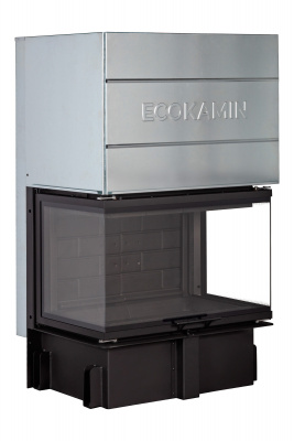 Каминная топка Экокамин Дельта 800PВ три стекла принтинг подовое горение черный шамот