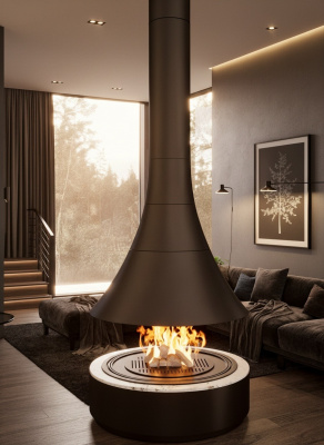 Печь Virtu Центральный 808-1D, подвесной и закрытая топка с улучшенным открыванием одной дверки