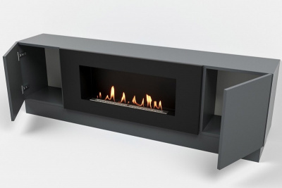  LUX FIRE Тумба универсальная "Байкал" 1600, графит, с биокамином 900